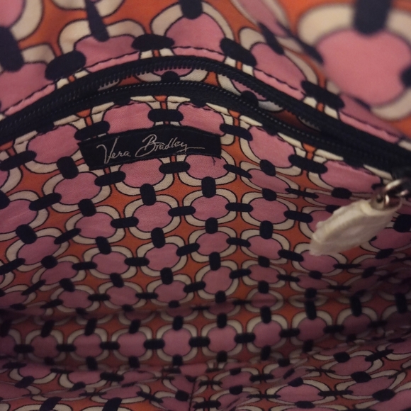 Vera Bradley Pink, Navy & Orange Tote Bag with Geometric Flower & Ruffle Design - Picture 2 of 9